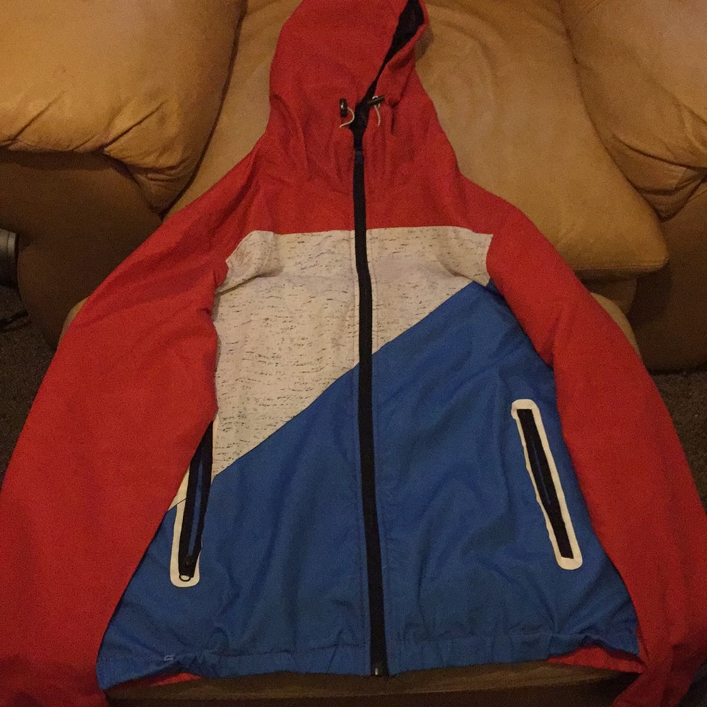 Lightweight hooded Jacket ( red / blue )